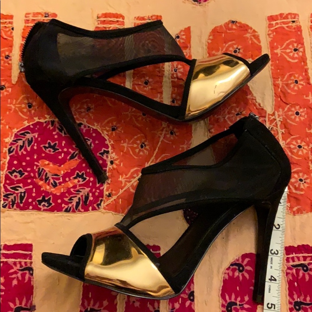 Zara Woman black and gold stiletto heel
